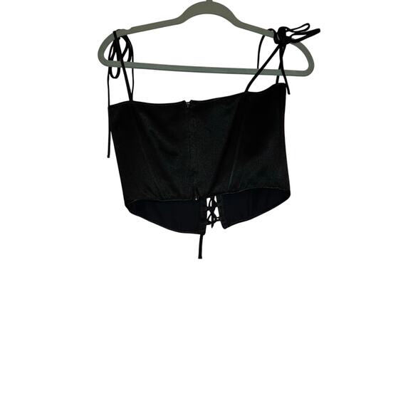 NWT Reserved Re.Design Lace-Up Satin Corset Top Black M/L - Picture 4 of 8